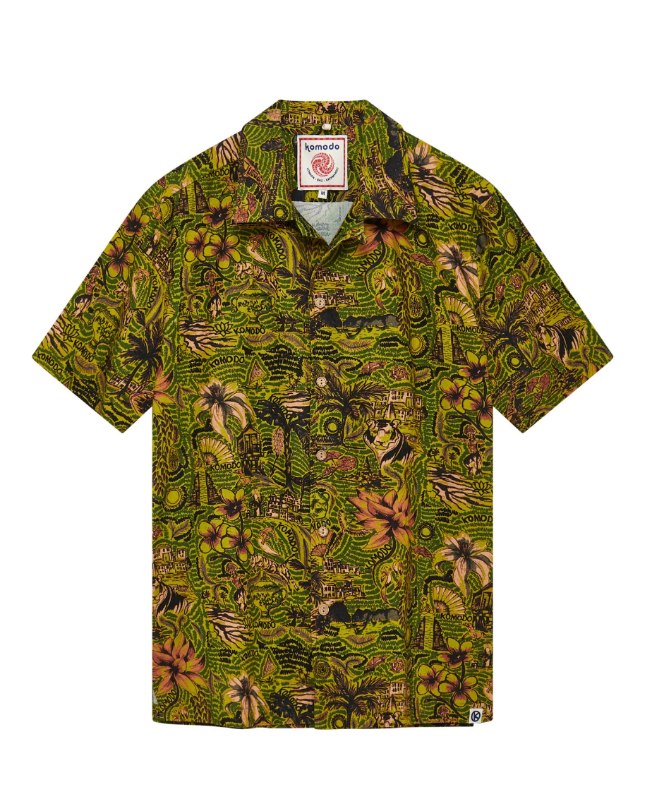 Tropical Jungle Print SS Button Down