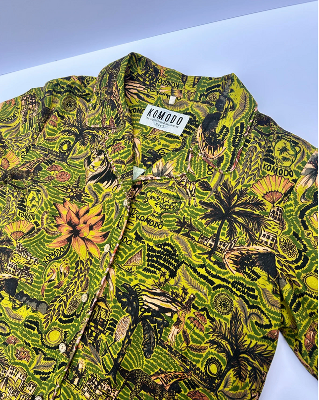 Tropical Jungle Print SS Button Down