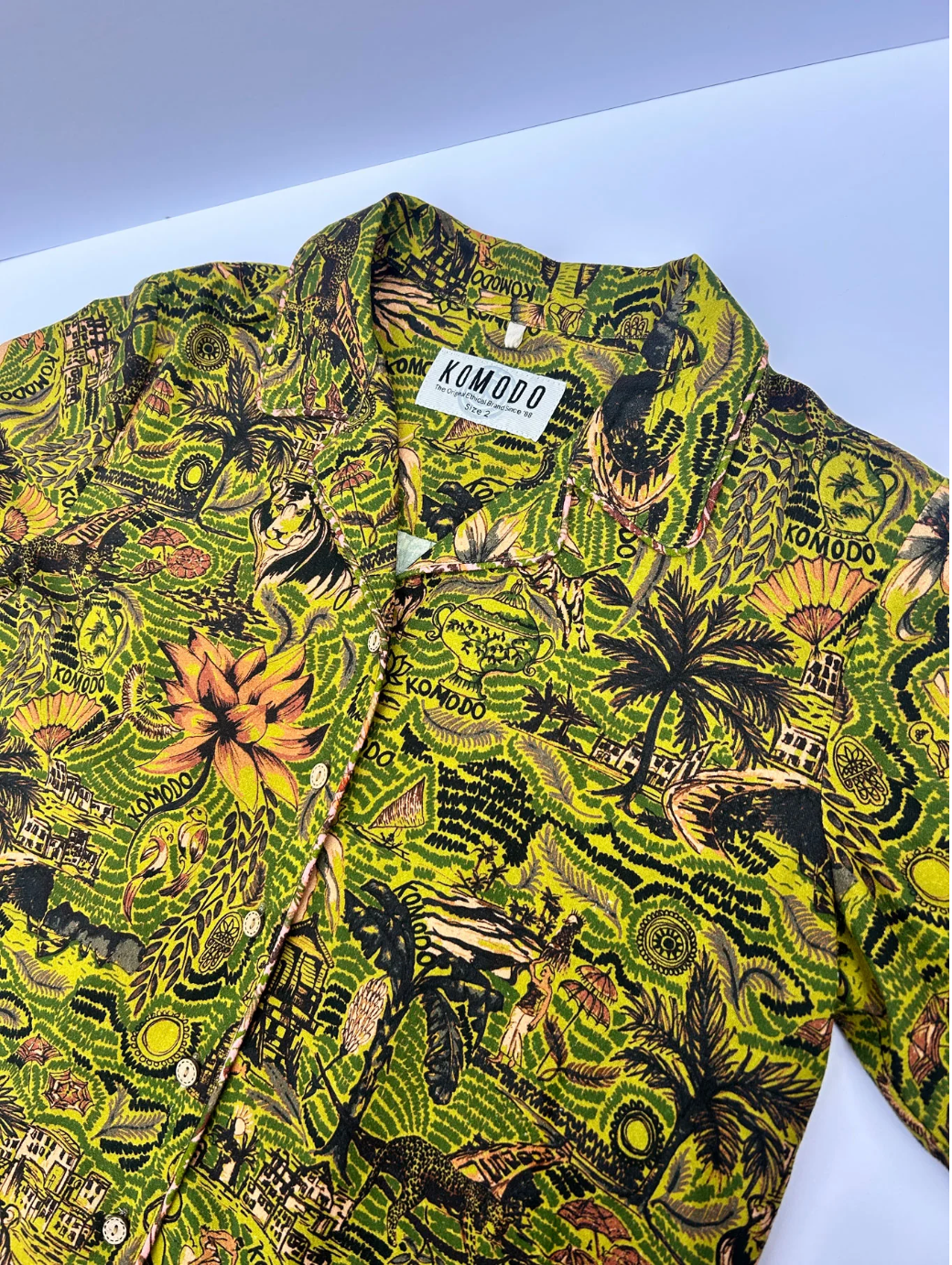 Tropical Jungle Print SS Button Down