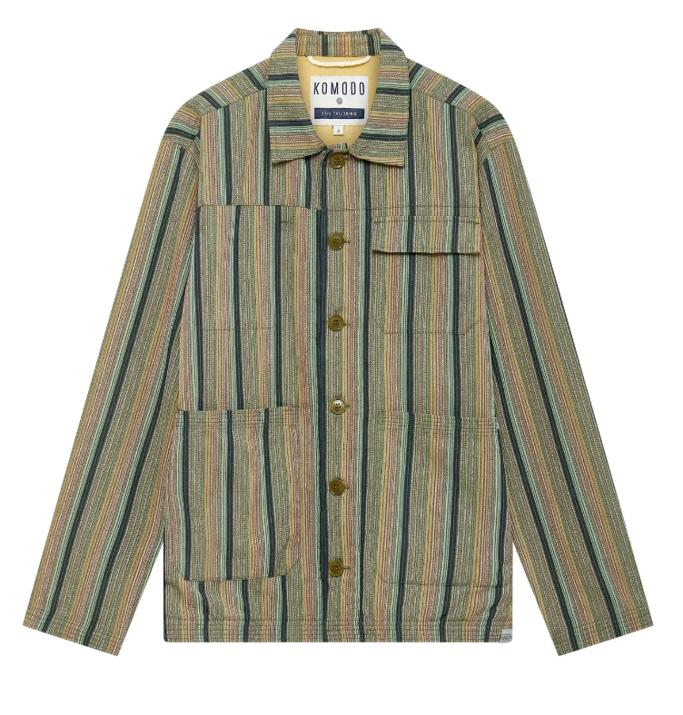 Green Striped Organic Cotton Over Shirt