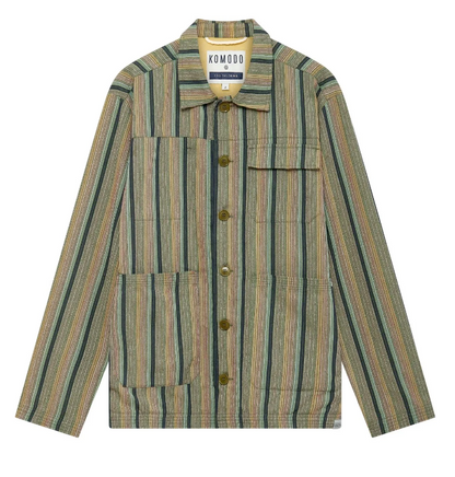 Green Striped Organic Cotton Over Shirt