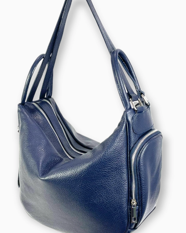 Genuine Leather Hobo Bag Convertible into Backpack
