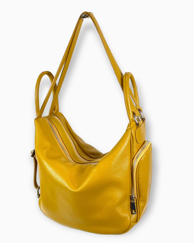 Genuine Leather Hobo Bag Convertible into Backpack
