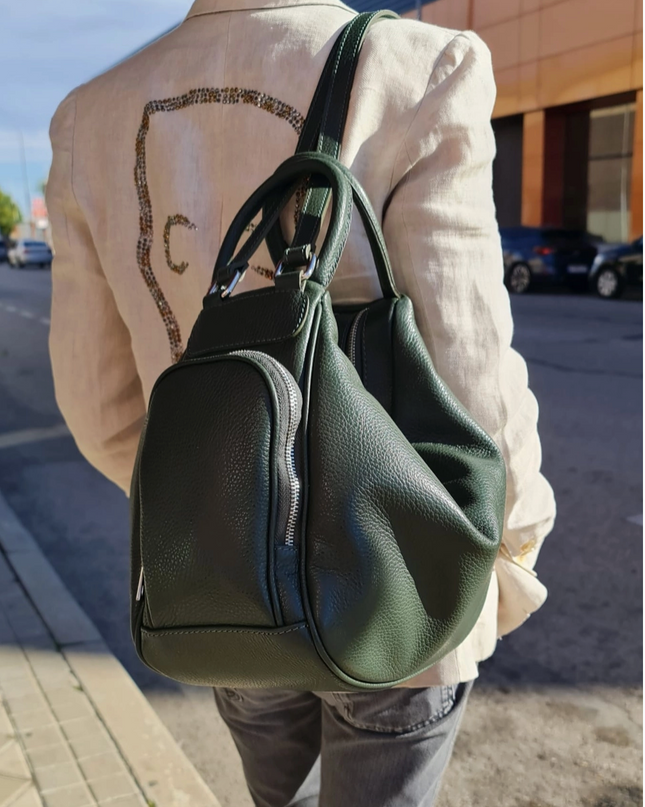 Genuine Leather Hobo Bag Convertible into Backpack