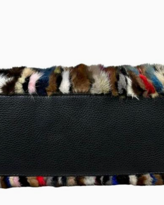 Mink Fur Leather Tote Bag