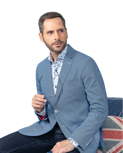 Yale Blue HoundstoothStretch Blazer