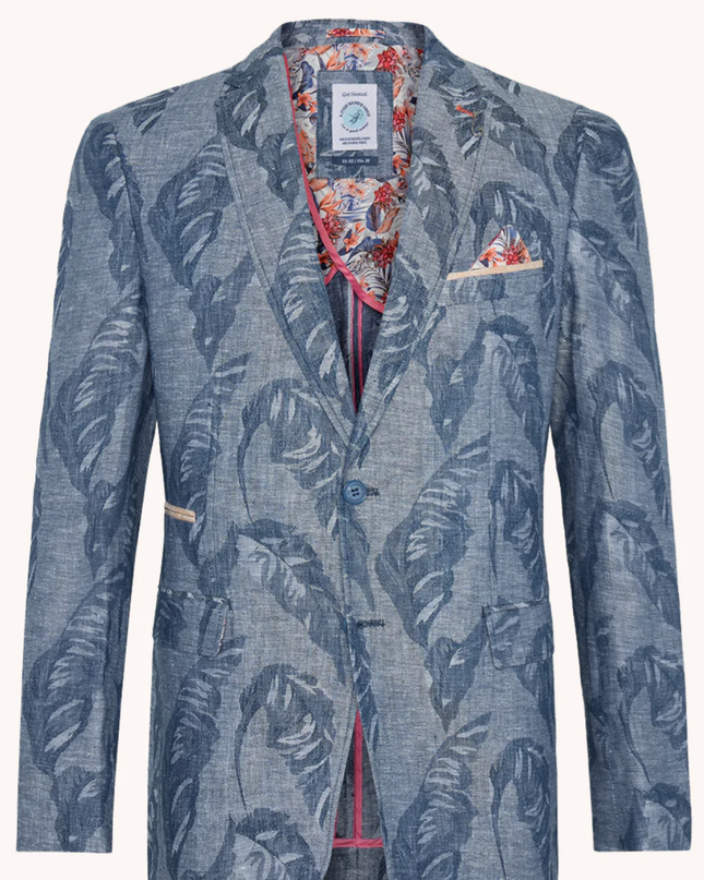 Blue Linen Leaf Blazer