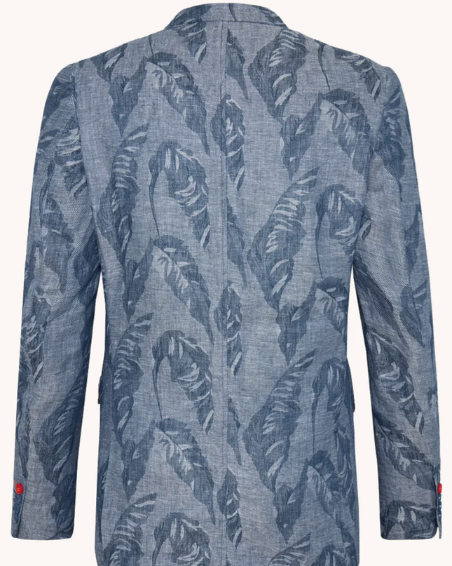 Blue Linen Leaf Blazer