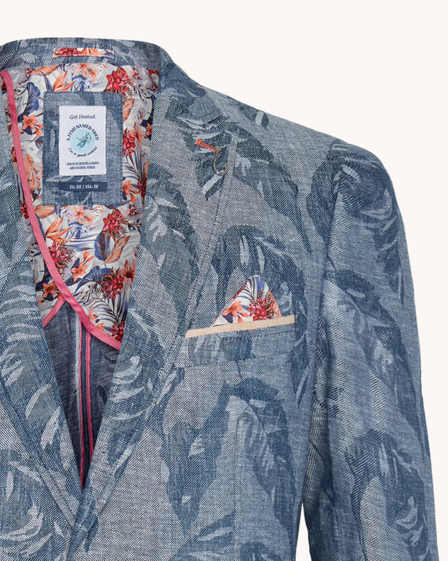 Blue Linen Leaf Blazer
