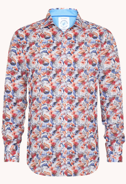 Coral Floral Multi LS Button Down
