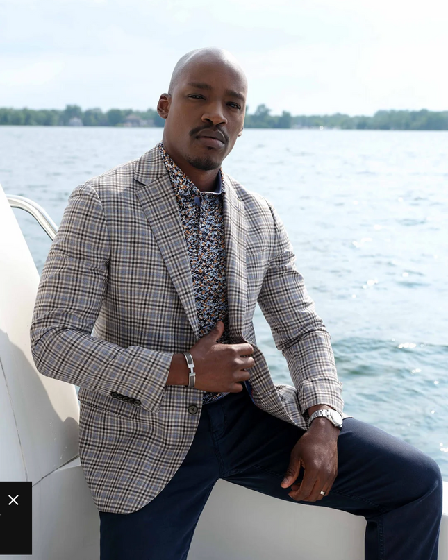 Matthews Beige Plaid Blazer