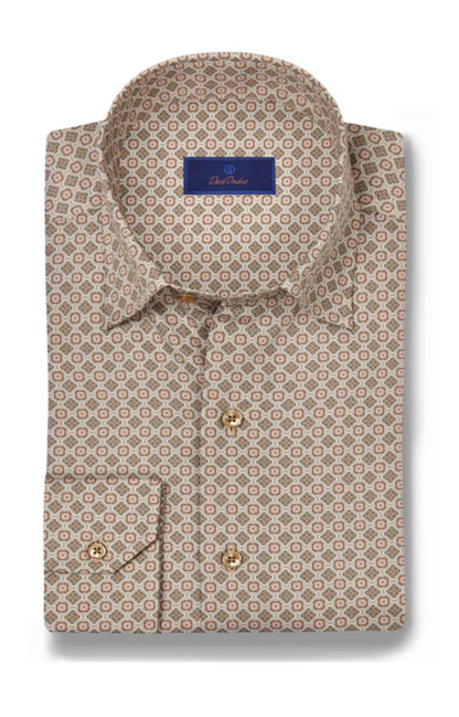 Chocolate Multi Geometric Print Sport Shirt