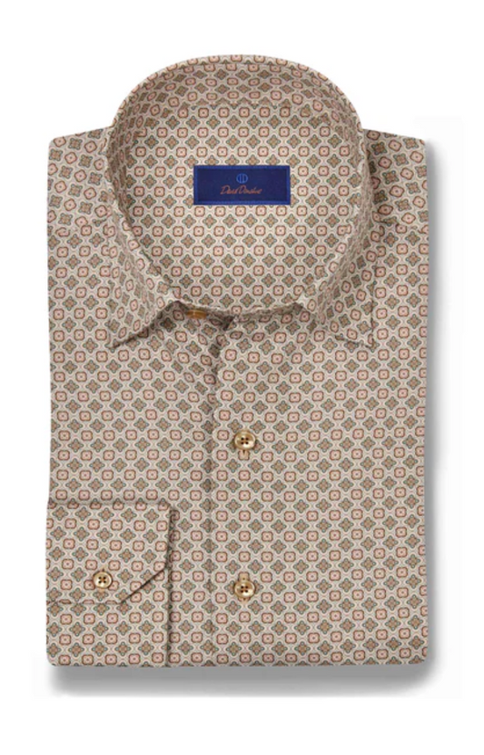 Chocolate Multi Geometric Print Sport Shirt
