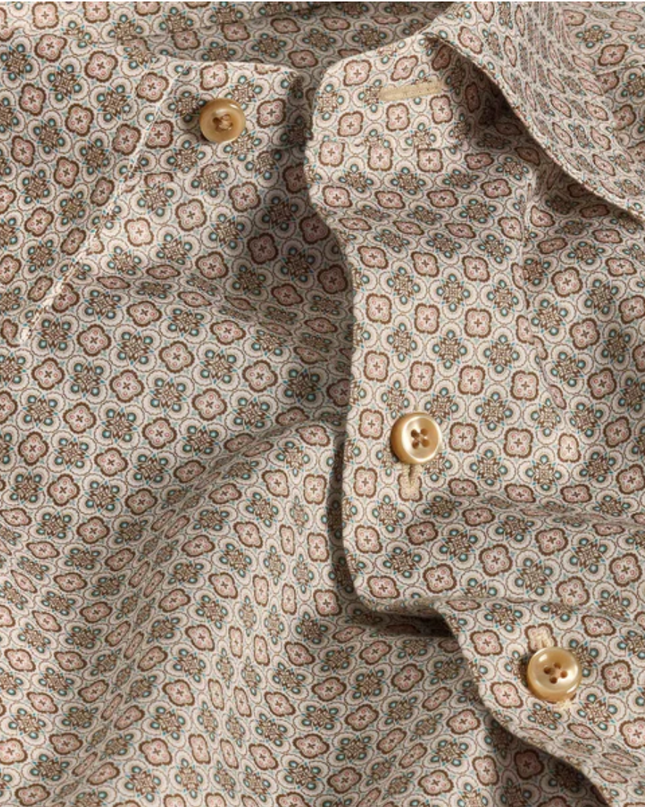 Chocolate Multi Geometric Print Sport Shirt