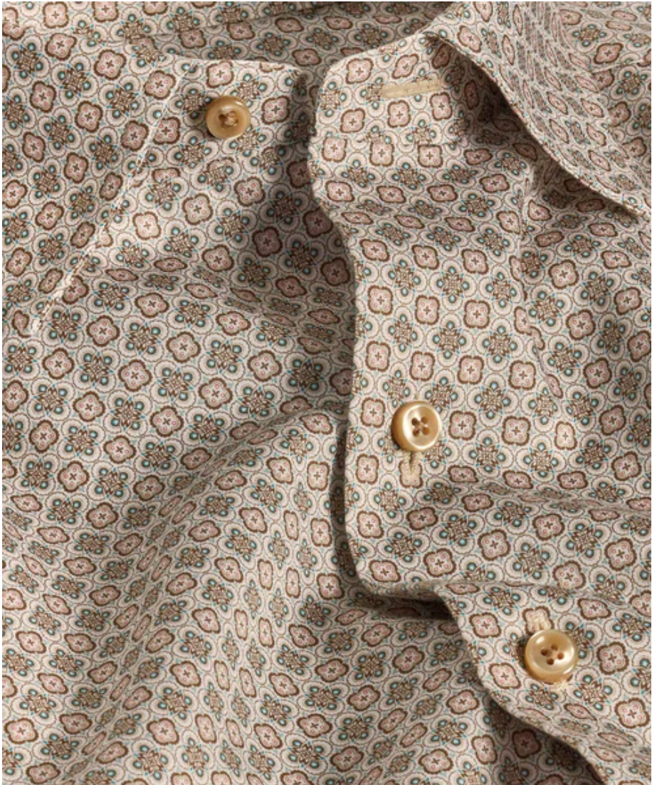 Chocolate Multi Geometric Print Sport Shirt