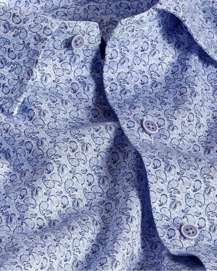 White & Sky Paisley Print Sport Shirt