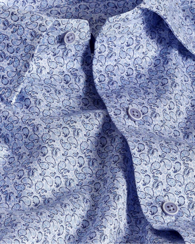 White & Sky Paisley Print Sport Shirt