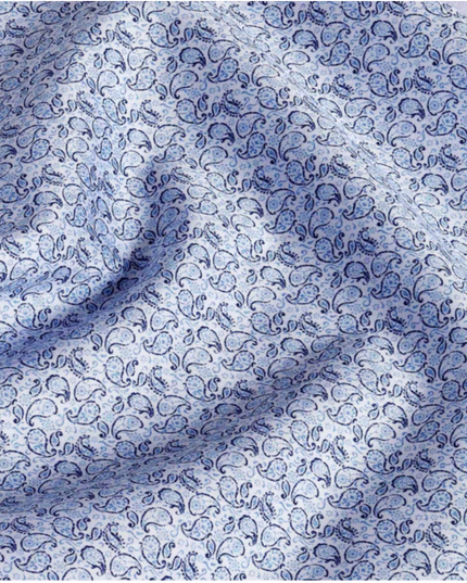 White & Sky Paisley Print Sport Shirt