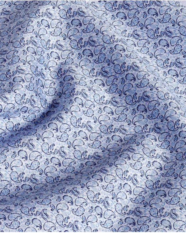 White & Sky Paisley Print Sport Shirt