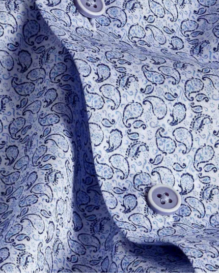 White & Sky Paisley Print Sport Shirt