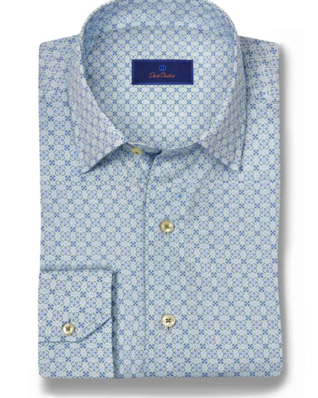 Sky & Grass Geometric Print Sport Shirt