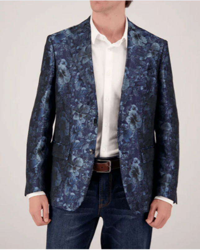 Metallic Blue Floral Summer Blazer