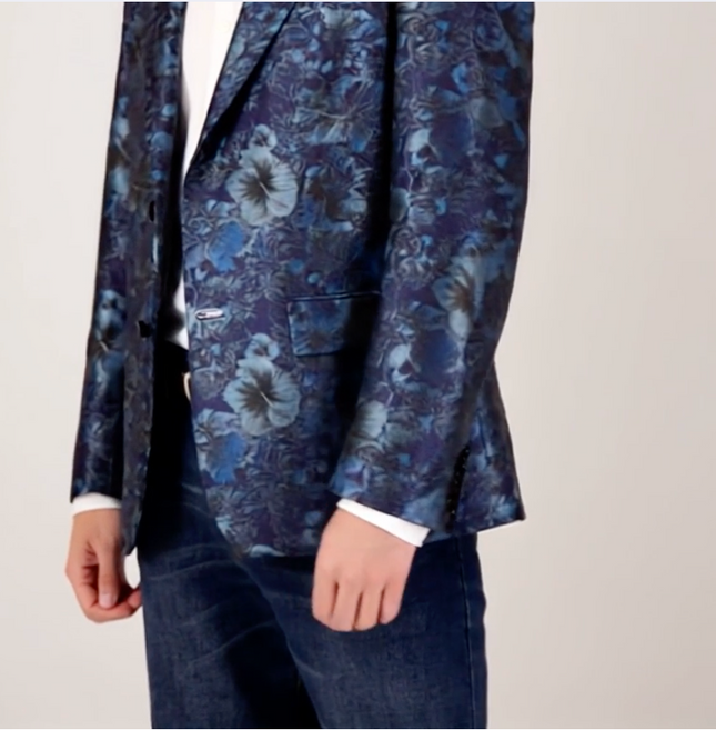 Metallic Blue Floral Summer Blazer