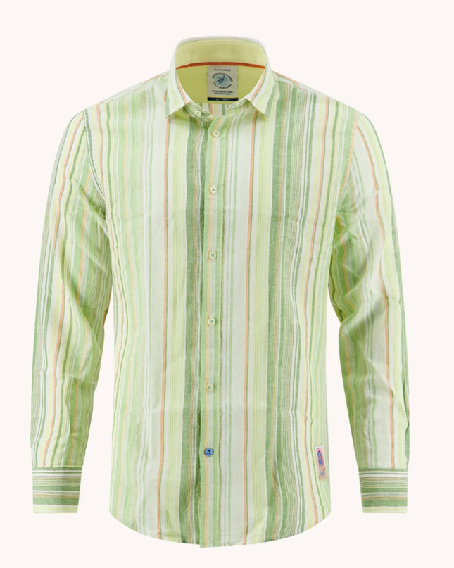 Green Multi Striped L/S Button Down Shirt