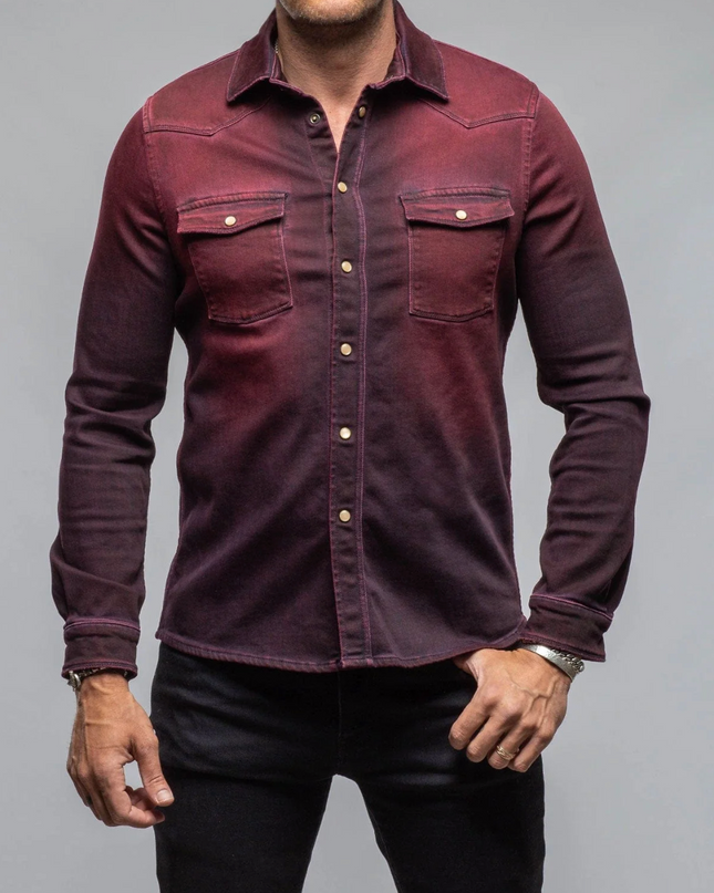 Men's Roper Denim Snap Shirt/Shacket - Bordeaux