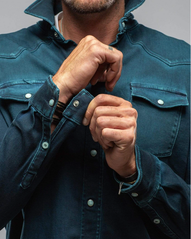 Men's Roper Denim Snap Shirt/Shacket - Teal