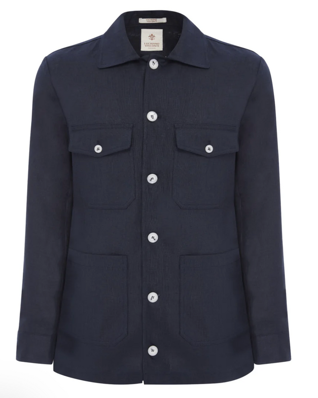 Navy Safari Jacket with 4 Pockets