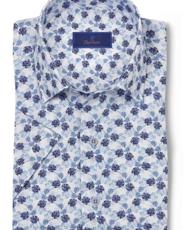 White & Blue Tropical Print