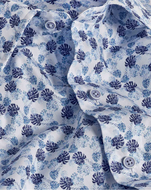 White & Blue Tropical Print