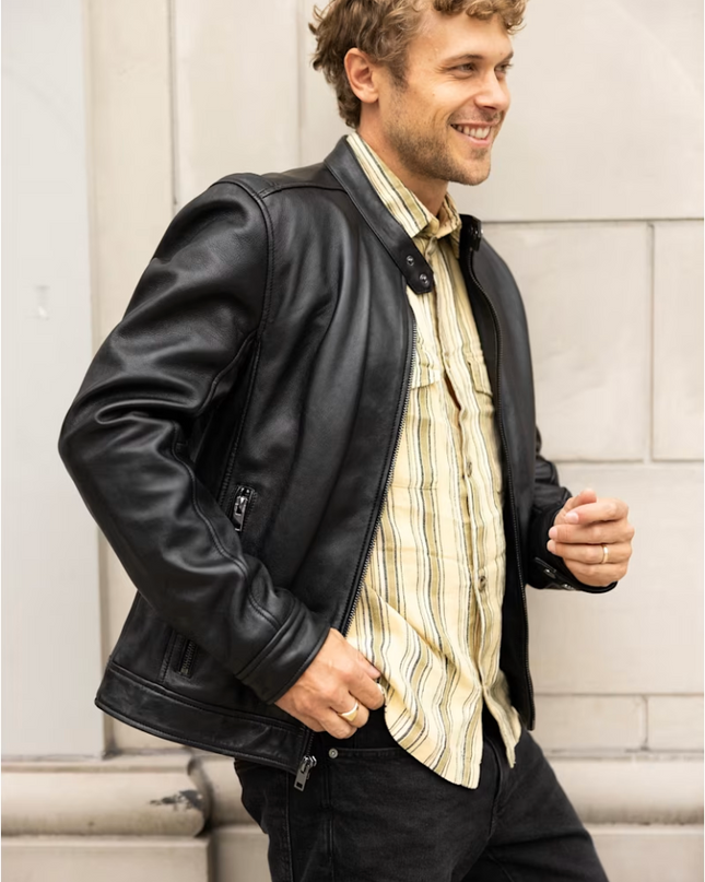 'Occer' RF Black Lambskin Leather Jacket