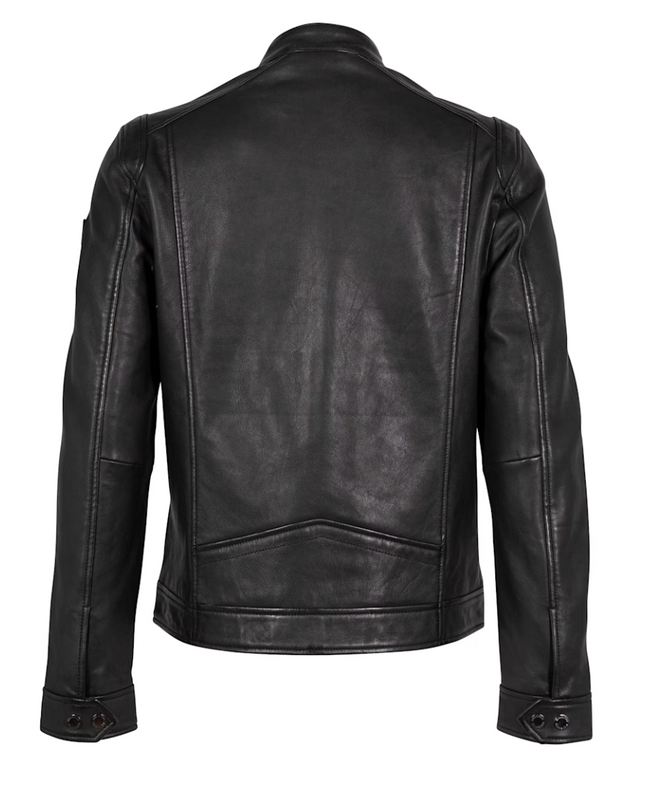 'Occer' RF Black Lambskin Leather Jacket