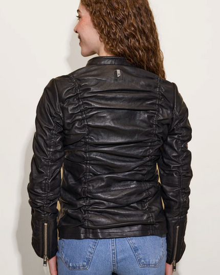 Naemie Women's Ruched Leather Jacket