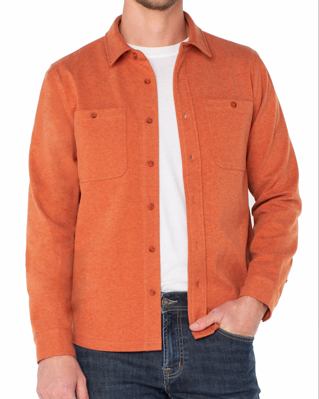 Men's Knit L/S Button Down - Spice