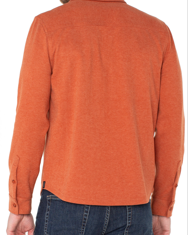 Men's Knit L/S Button Down - Spice