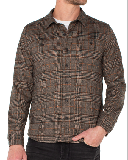 Men's Knit L/S Button Down - Plaid