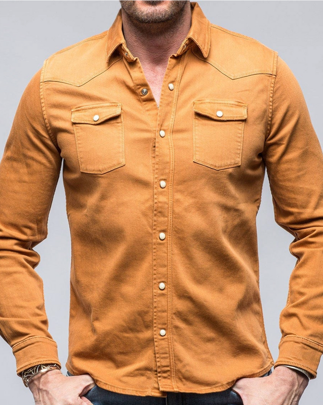Men's Roper Denim Snap Shirt/Shacket - Papaya
