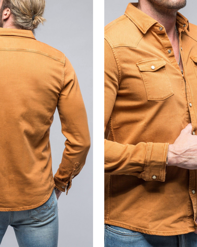 Men's Roper Denim Snap Shirt/Shacket - Papaya