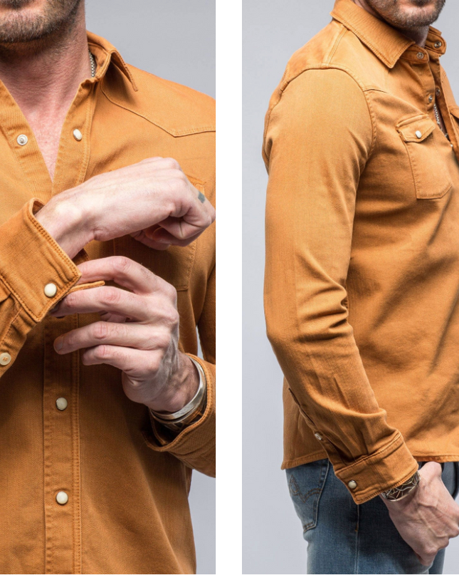 Men's Roper Denim Snap Shirt/Shacket - Papaya