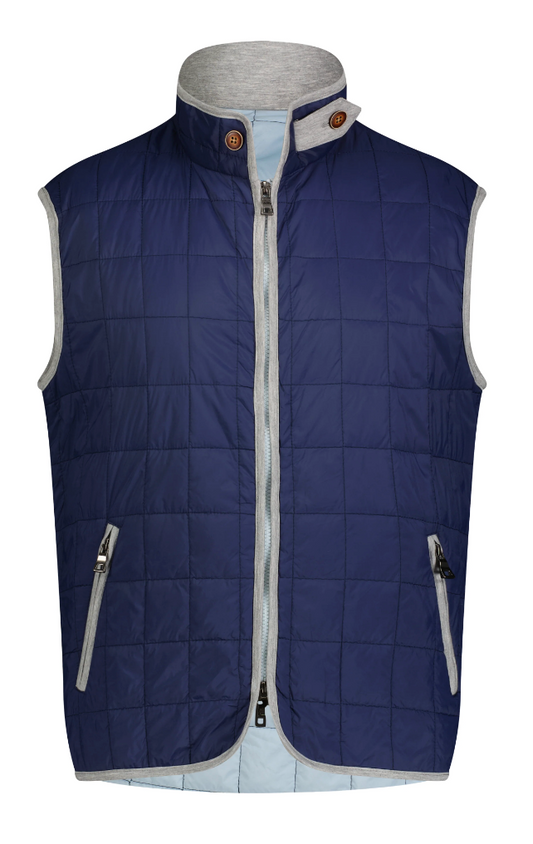 Quilted Double Faced Stretch Double Zip Vest