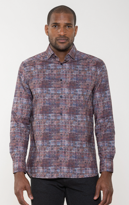 Abstract Digital Design Long Sleeve Woven Shirt