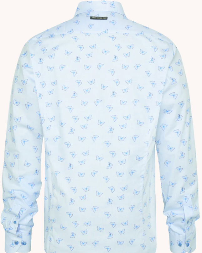 Light Blue Butterfly LS Button Down