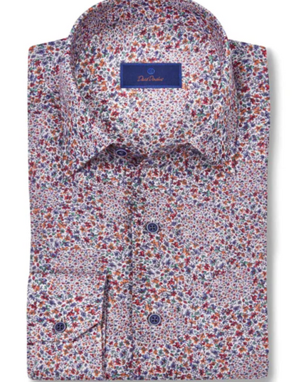 Berry Linen Micro Floral Sport Shirt