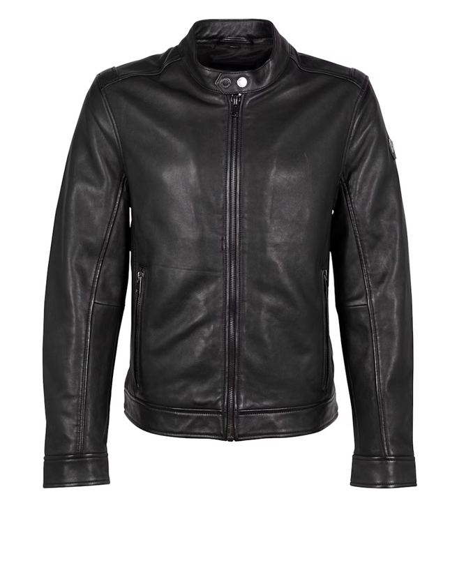 'Occer' RF Black Lambskin Leather Jacket