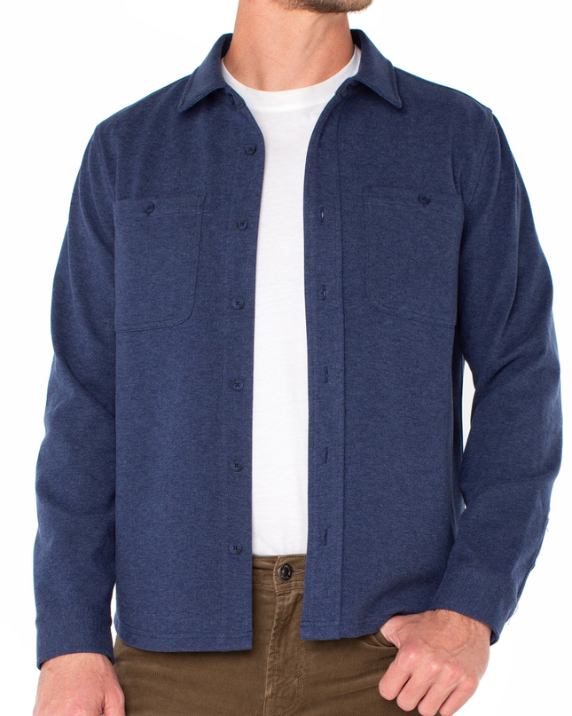 Men's Knit L/S Button Down - Midnight Blue