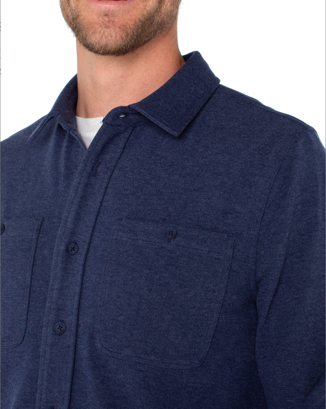 Men's Knit L/S Button Down - Midnight Blue