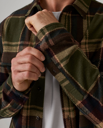 Genereations 4-way Stretch Soft Knit Plaid Shirt - Olive